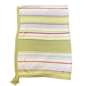 IKEA Torva Sweater Knit Green Blue Red White Cotton Baby Blanket w/ Tassels‎